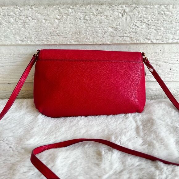 COACH Red Leather Flap Turnlock Crossbody Handbag 52896 - Picture 7 of 10